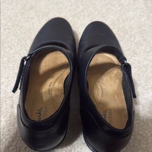 Black Leather Mary Jane heel